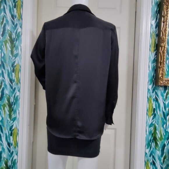 Derek Lam 10 Black Long-Sleeve Button-Up Blouse With Chest Pockets S - Picture 9 of 16